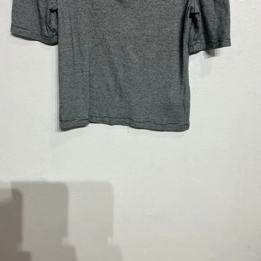 Madewell Blue Stripe Puff Sleeve Scoop Neck T-Shirt Sz M